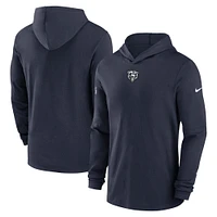 T-shirt à capuche manches longues Nike Chicago Bears Sideline Performance pour homme, bleu marine