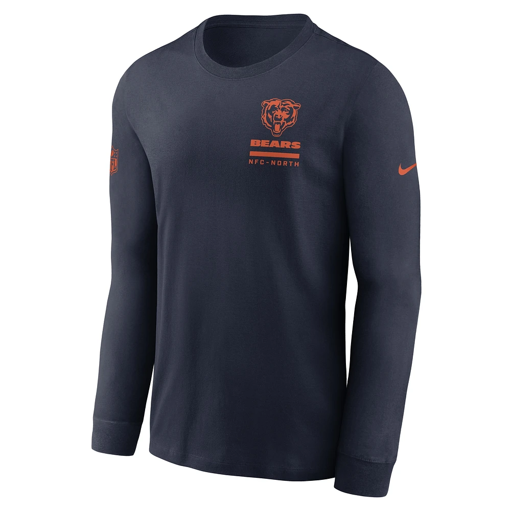 Men's Nike Navy Chicago Bears Sideline Performance Long Sleeve T-Shirt