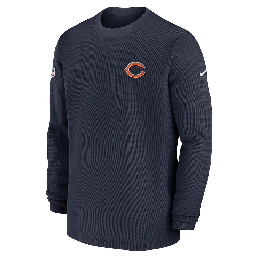 Men's Nike Navy Chicago Bears Sideline Performance Long Sleeve T-Shirt