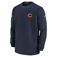 T-shirt à manches longues Nike Chicago Bears Sideline Performance pour homme, bleu marine