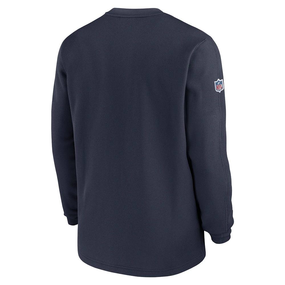 T-shirt à manches longues Nike Chicago Bears Sideline Performance pour homme, bleu marine