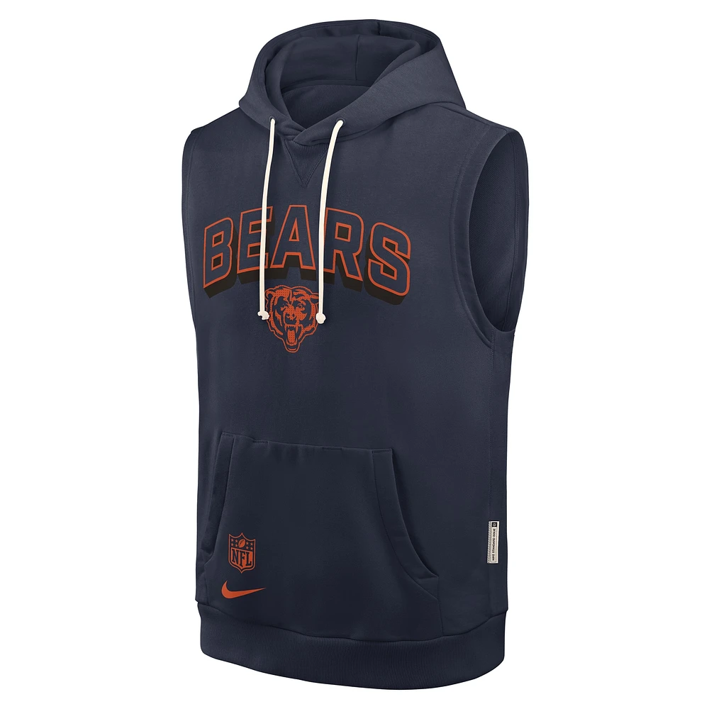 Men's Nike Navy Chicago Bears Sideline Performance Sleeveless Pullover Hoodie