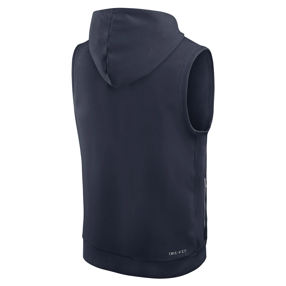 Men's Nike Navy Chicago Bears Sideline Performance Sleeveless Pullover Hoodie