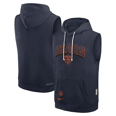 Men's Nike Navy Chicago Bears Sideline Performance Sleeveless Pullover Hoodie