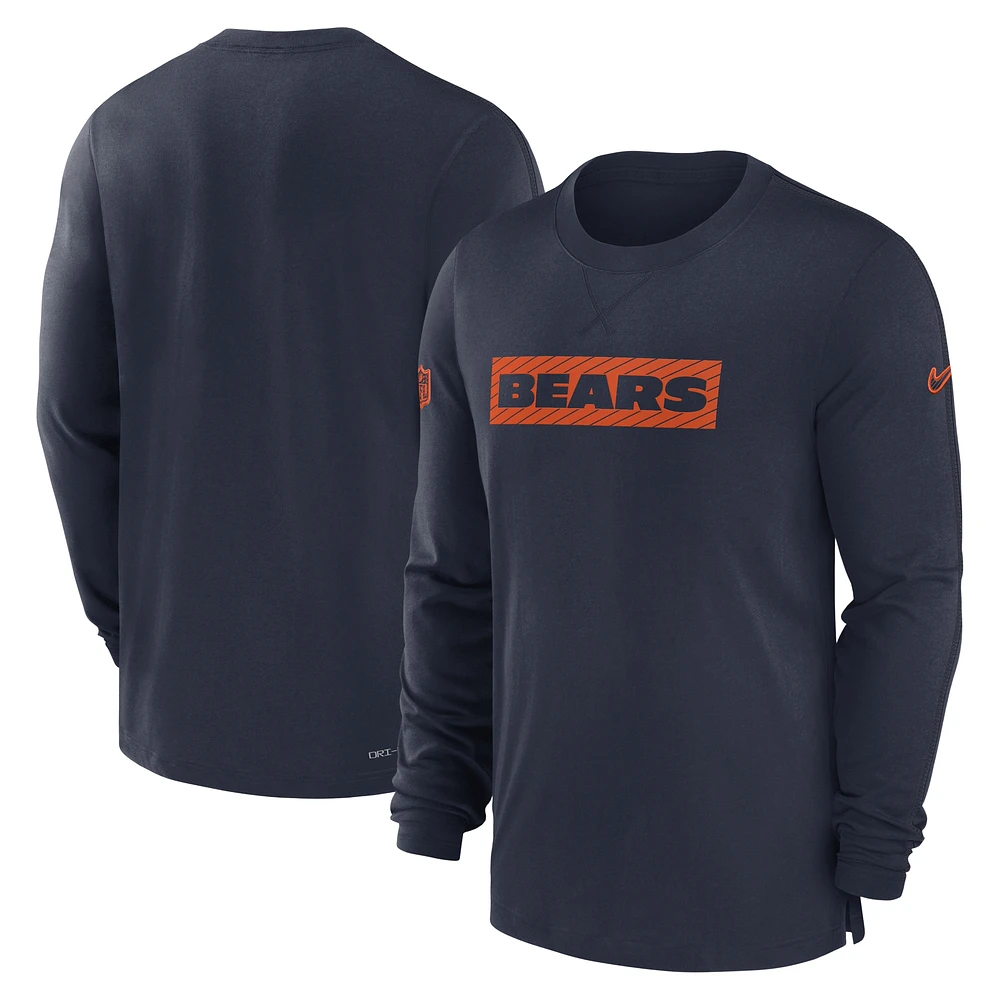 Men's Nike Navy Chicago Bears Sideline Player Performance Long Sleeve T-Shirt