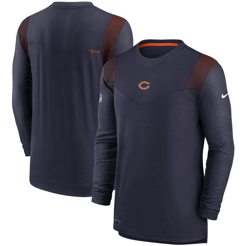 T-shirt à manches longues Nike Chicago Bears Sideline Player UV Performance pour homme - Bleu marine