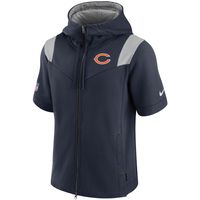 Men's Nike Navy Chicago Bears Sideline Showout Short Sleeve Full-Zip Hoodie