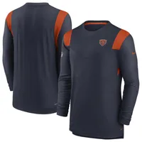 T-shirt à manches longues Nike pour hommes, bleu marine, Chicago Bears Sideline, logo ton sur ton, Performance Player