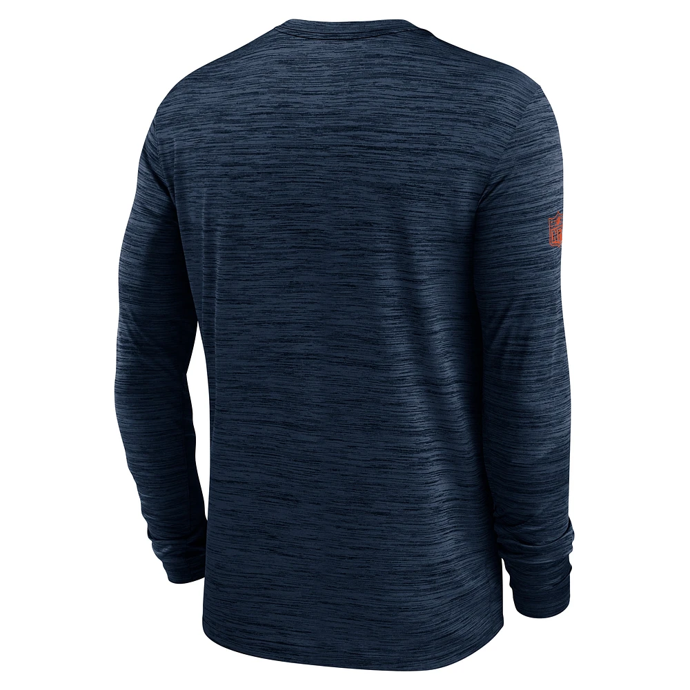 Men's Nike Navy Chicago Bears Sideline Velocity Performance Long Sleeve T-Shirt