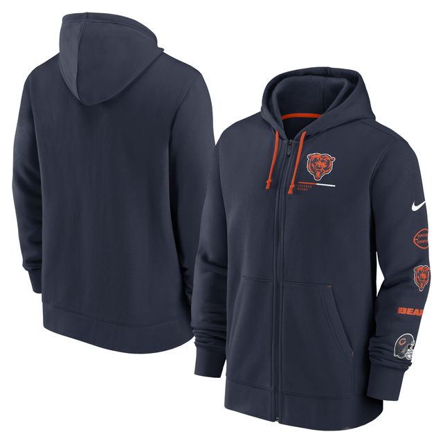 Sweat à capuche entièrement zippé Nike pour hommes, bleu marine, Chicago Bears Surrey