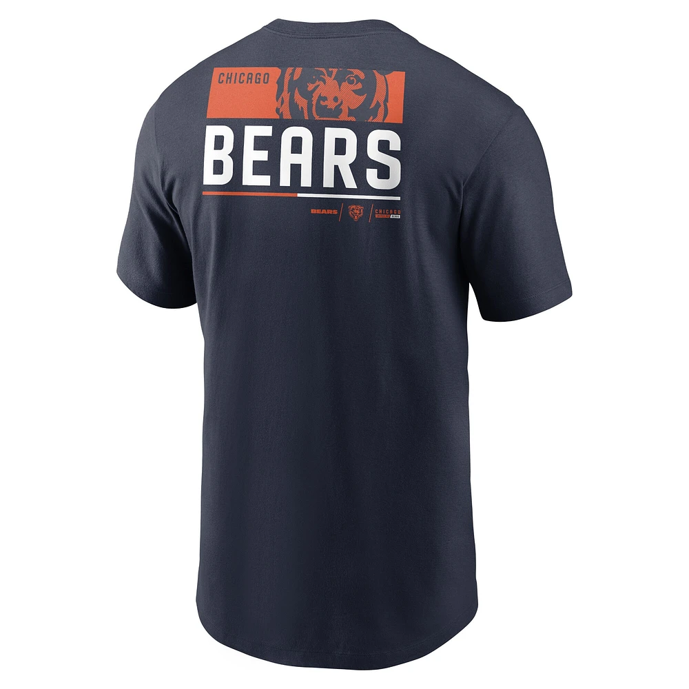 T-shirt Nike Chicago Bears Team Incline bleu marine pour homme