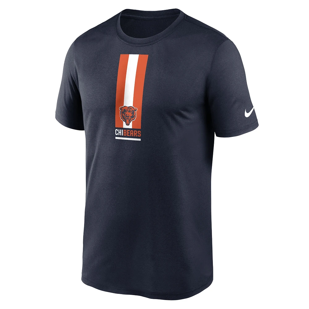 T-shirt Nike pour hommes, bleu marine, Chicago Bears, fente verticale Legend Performance