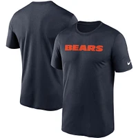 T-shirt Nike pour homme bleu marine Chicago Bears Wordmark Legend Performance