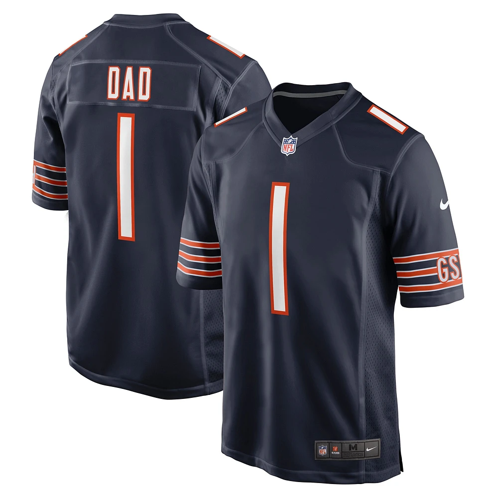 Maillot de match Nike numéro 1 Dad des Chicago Bears pour hommes, bleu marine