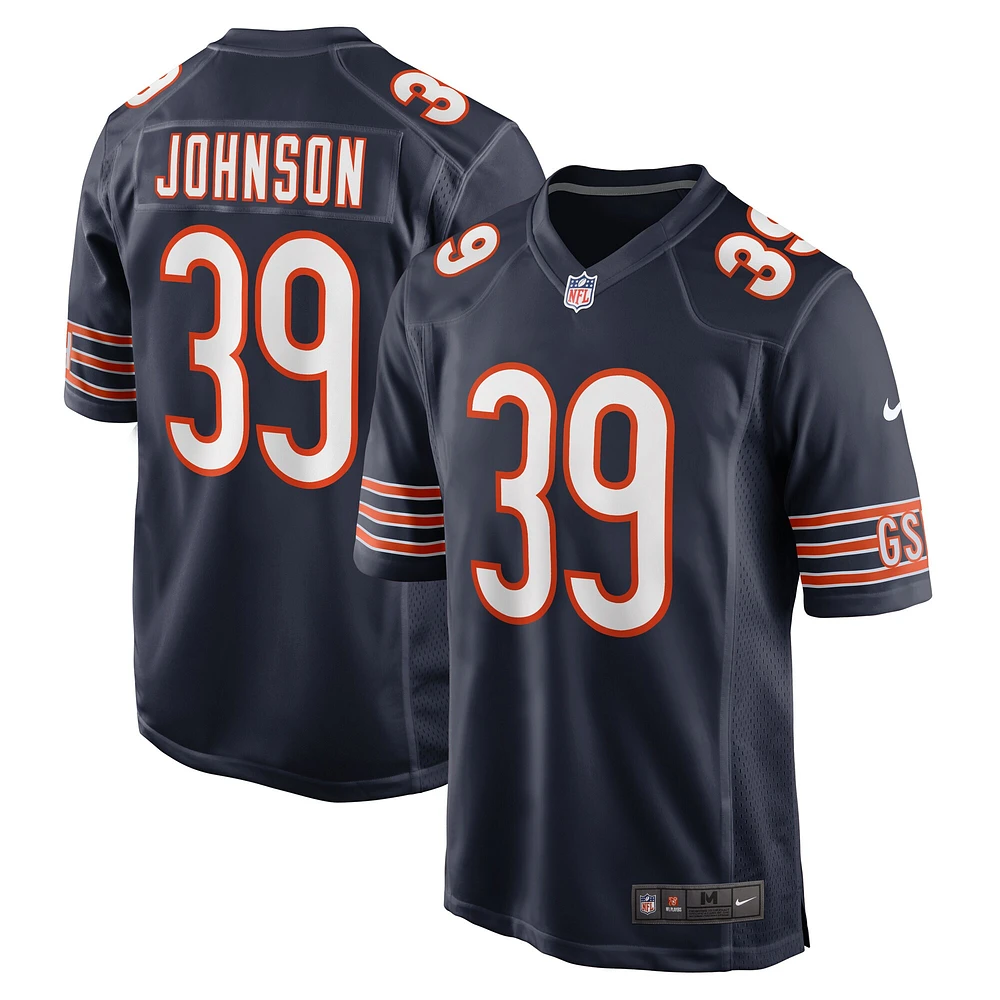 Maillot de match l'équipe Nike Quindell Johnson pour hommes, bleu marine, Chicago Bears