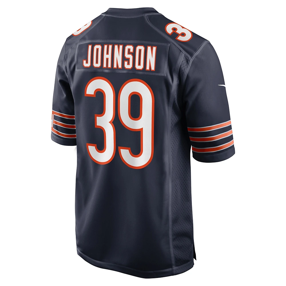 Maillot de match l'équipe Nike Quindell Johnson pour hommes, bleu marine, Chicago Bears