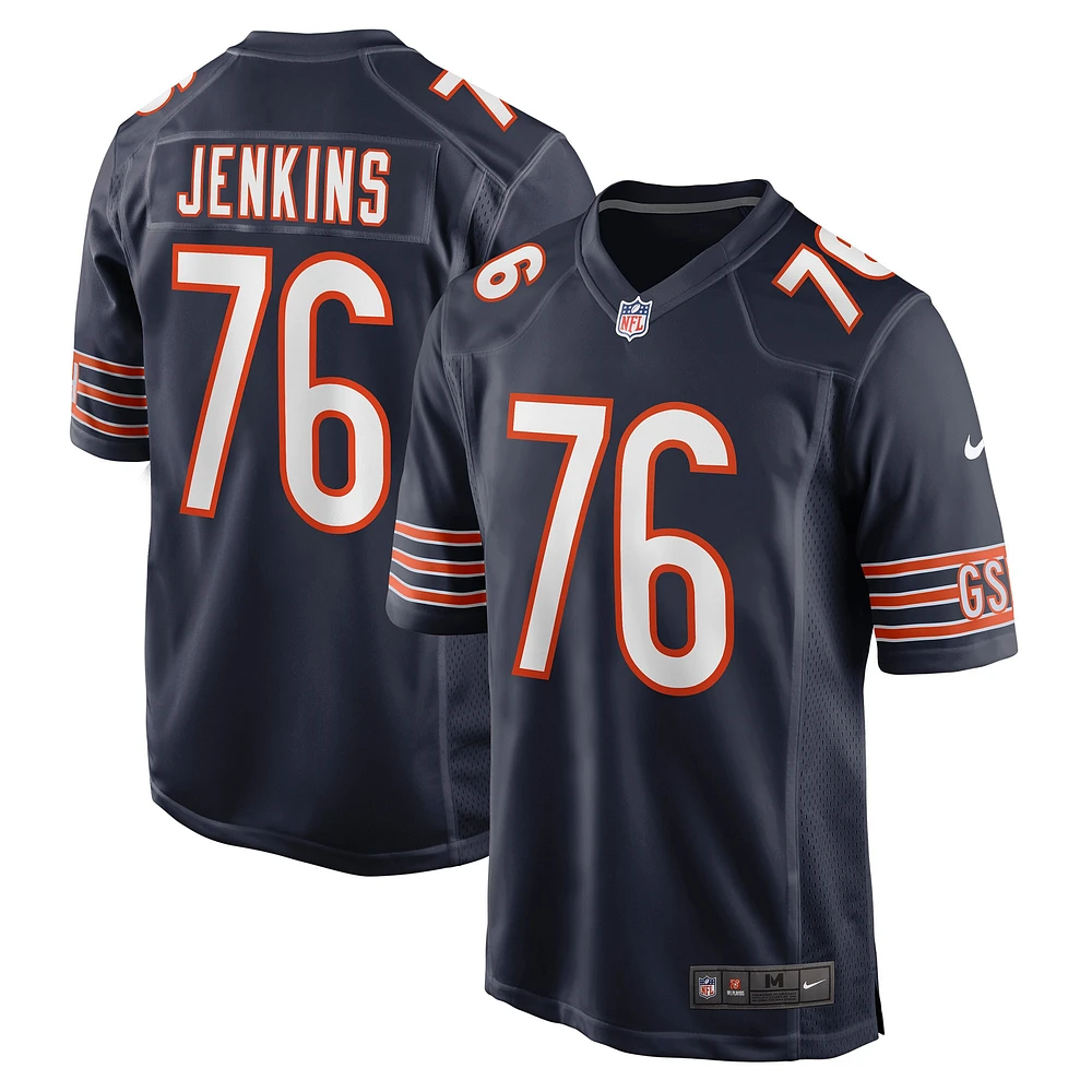 Maillot de match Nike Teven Jenkins pour hommes, bleu marine, Chicago Bears