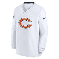 Pull coupe-vent à manches longues et col en V Nike pour homme Chicago Bears 2023/24 Sideline Repel Blanc