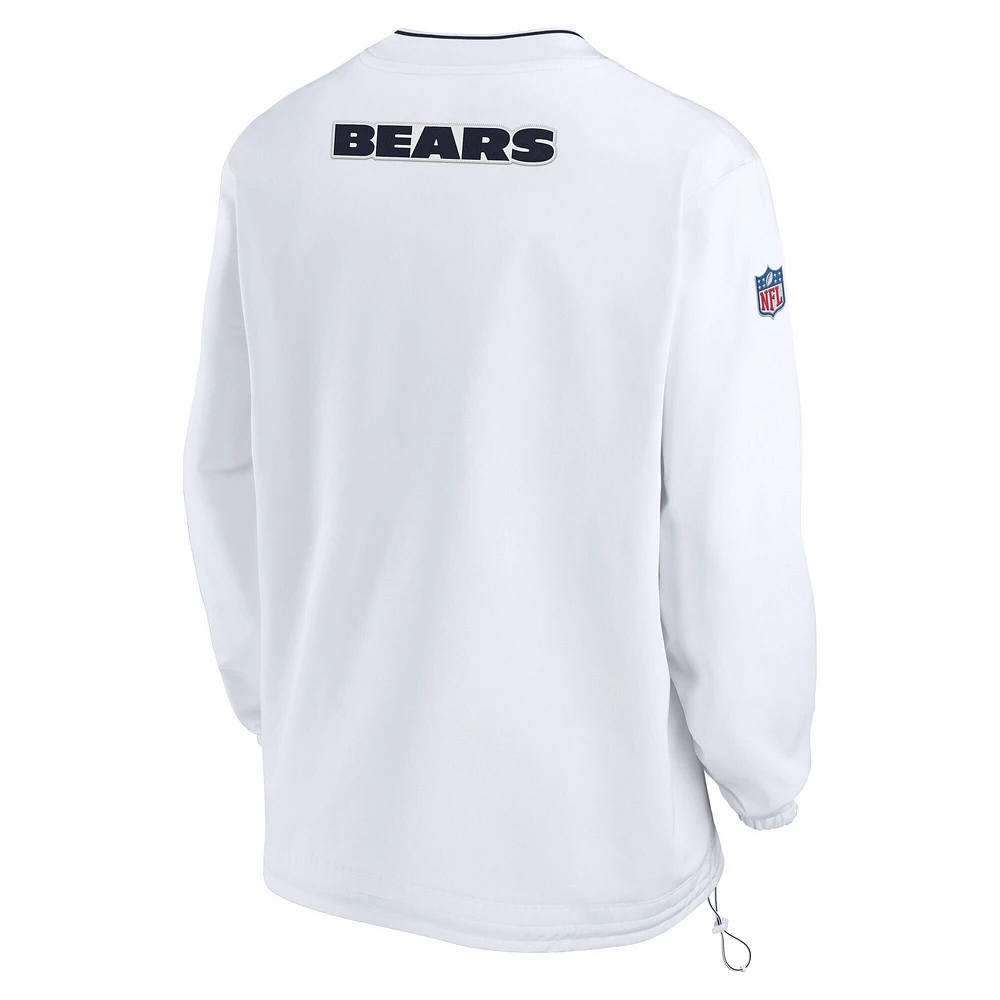 Pull coupe-vent à manches longues et col en V Nike pour homme Chicago Bears 2023/24 Sideline Repel Blanc