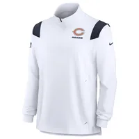 Haut à manches longues et fermeture Éclair quart de finale Nike Chicago Bears Sideline Coach Chevron Lockup pour homme - Blanc