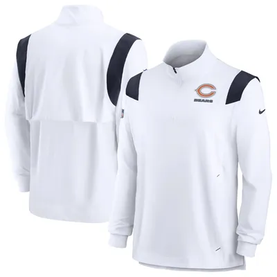 Haut à manches longues et fermeture Éclair quart de finale Nike Chicago Bears Sideline Coach Chevron Lockup pour homme - Blanc