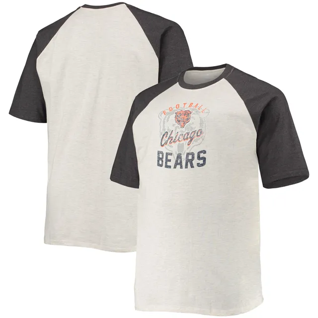 Lids Chicago Bears Fanatics Branded Big & Tall Two-Stripe Tri-Blend Raglan  T-Shirt - Navy/Heathered Gray