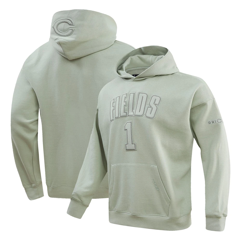 Men's Pro Standard Justin Fields Moss Chicago Bears Player Name & Number Pullover Hoodie