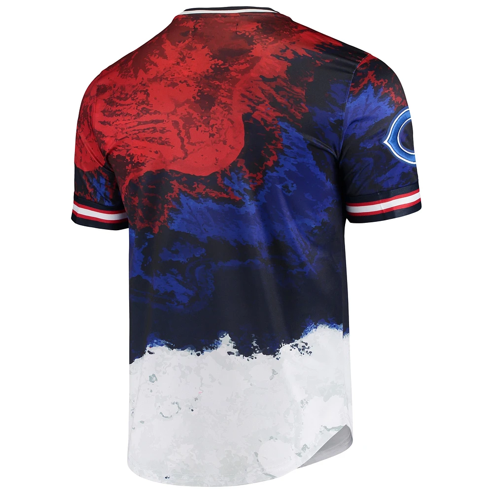 Men's Pro Standard Navy/Red Chicago Bears Americana Dip-Dye T-Shirt