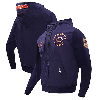 Sweat à capuche hybride tissé et entièrement zippé Pro Standard pour hommes, bleu marine, Chicago Bears