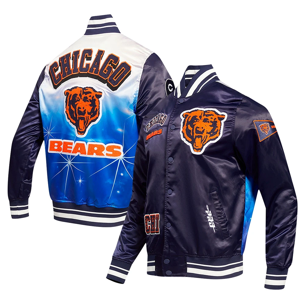 Veste à boutons-pression en satin sublimé Pro Standard bleu marine pour homme des Chicago Bears