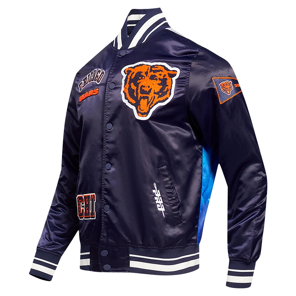 Veste à boutons-pression en satin sublimé Pro Standard bleu marine pour homme des Chicago Bears