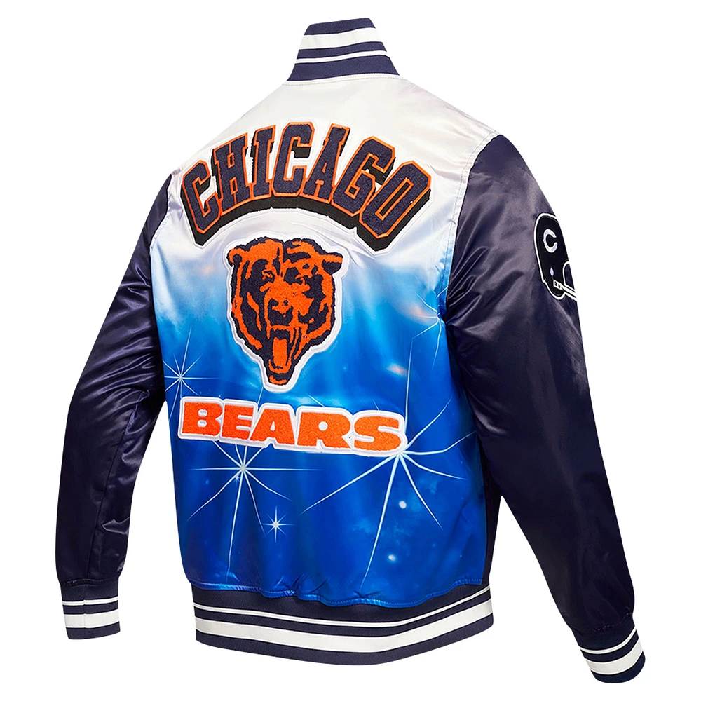 Men's Pro Standard Navy Chicago Bears Sublimated Satin Full-Snap Jacket