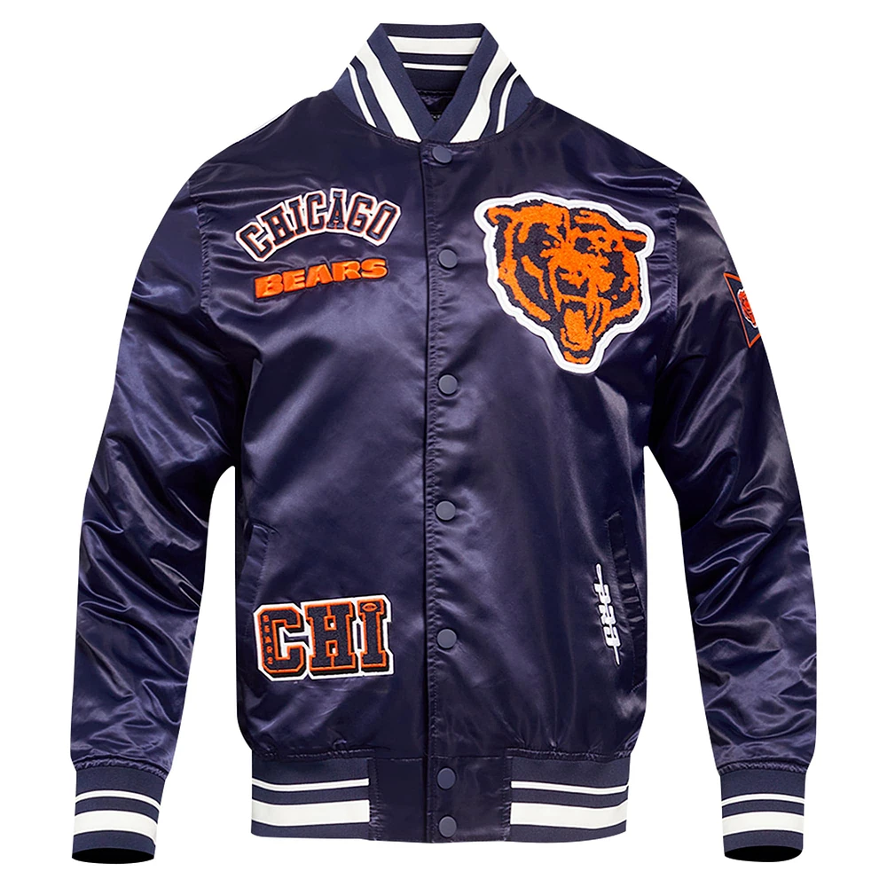 Veste à boutons-pression en satin sublimé Pro Standard bleu marine pour homme des Chicago Bears