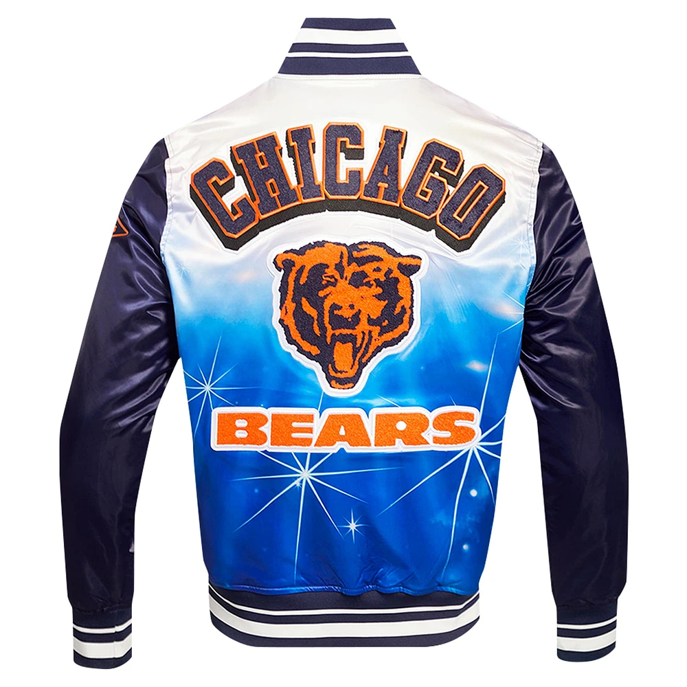 Veste à boutons-pression en satin sublimé Pro Standard bleu marine pour homme des Chicago Bears