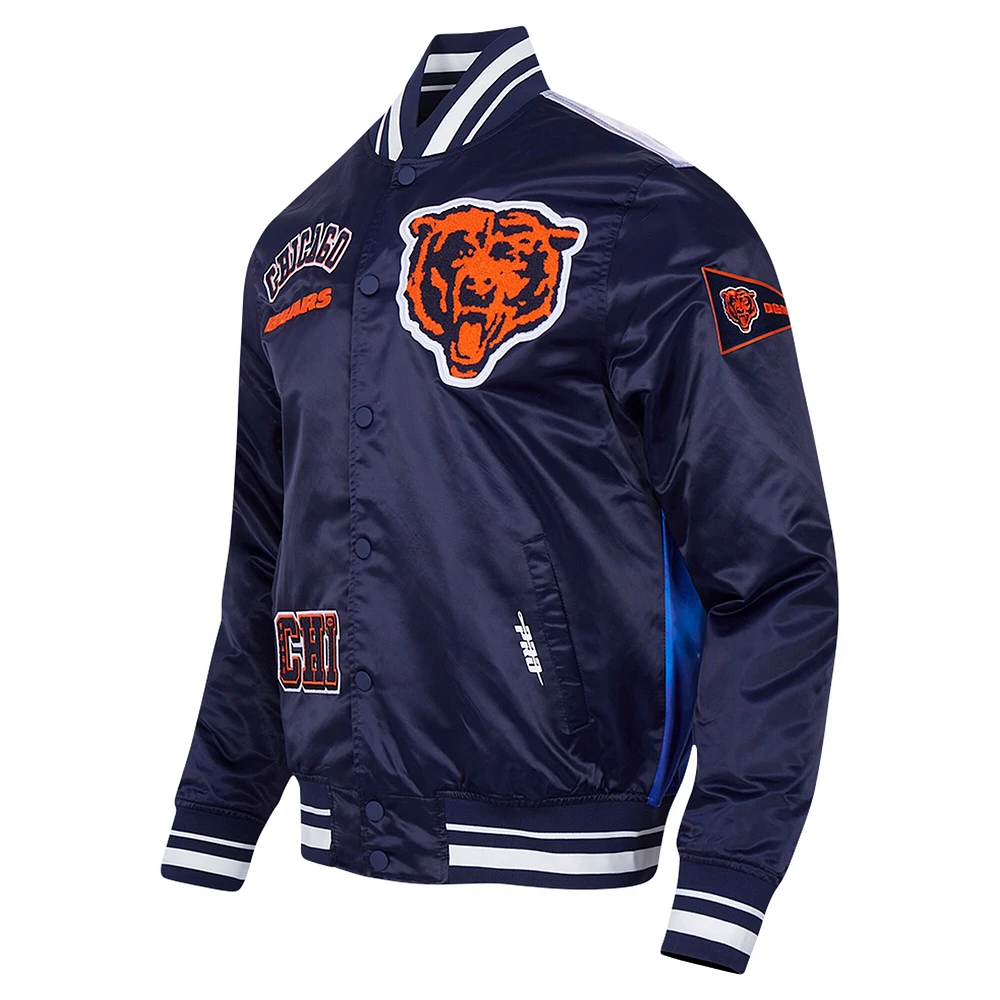 Veste à boutons-pression en satin sublimé Pro Standard Navy Chicago Bears pour homme