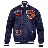 Veste à boutons-pression en satin sublimé Pro Standard Navy Chicago Bears pour homme