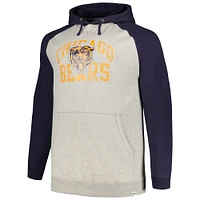 Profil pour hommes gris chiné/marine Chicago Bears Big & Tall Favorite Arch Throwback Raglan Pull à capuche