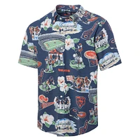 Chemise boutonnée panoramique bleu marine Reyn Spooner pour homme des Chicago Bears