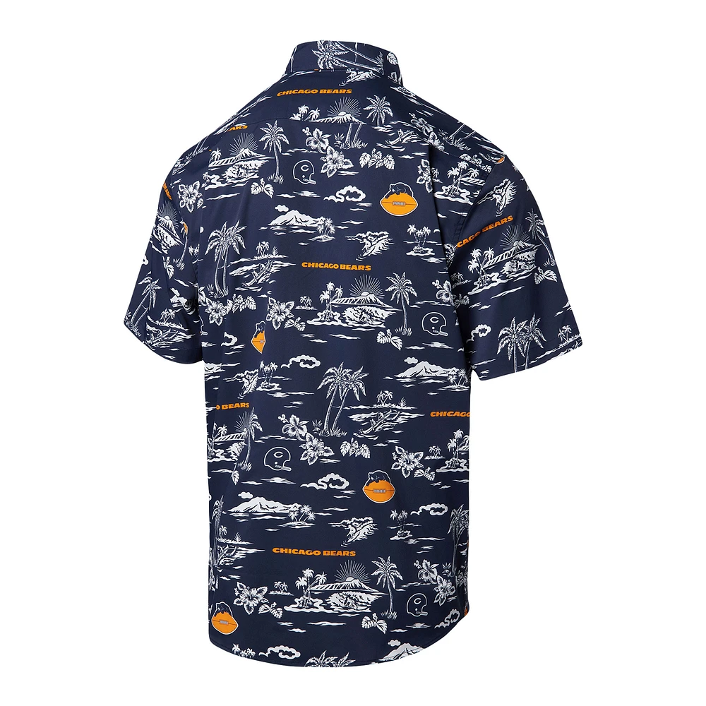 Men's Reyn Spooner Navy Chicago Bears Throwback Kekai Print Button-Up Shirt