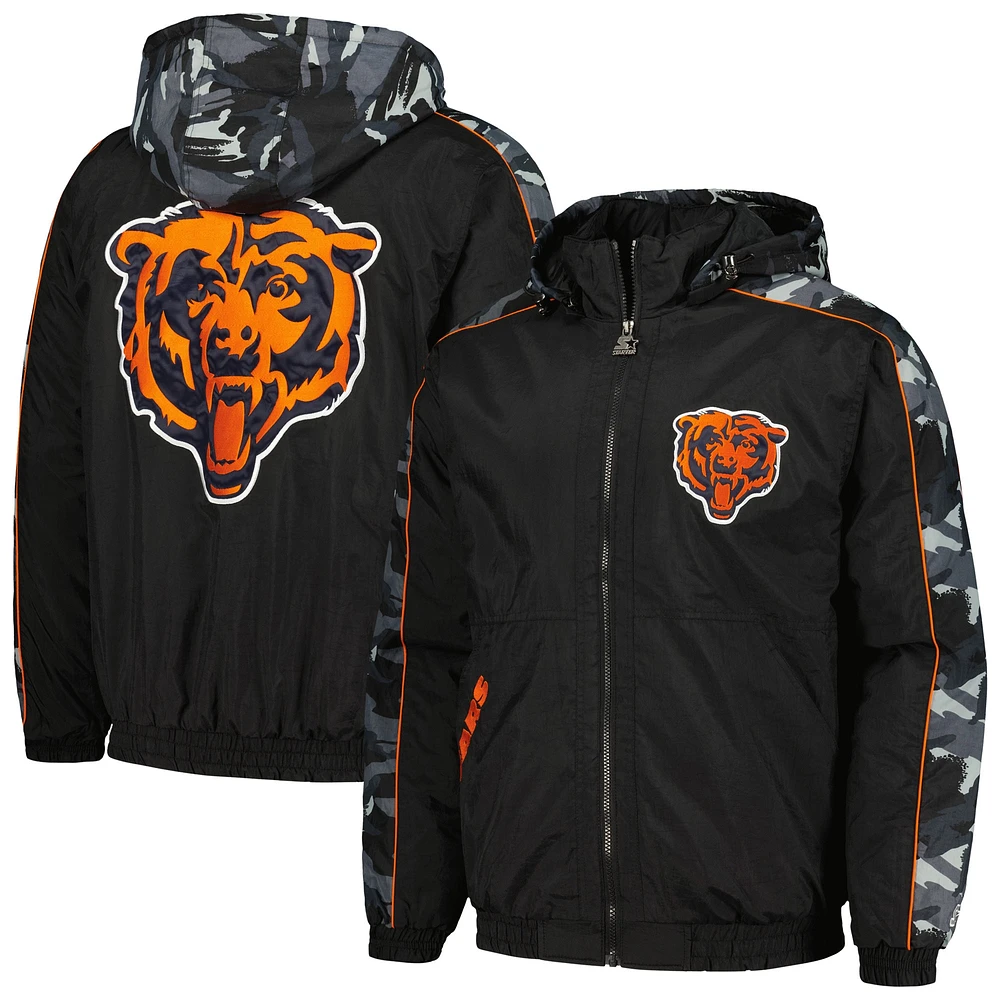 Sweat à capuche entièrement zippé Starter Black Chicago Bears Thursday Night Gridiron pour hommes