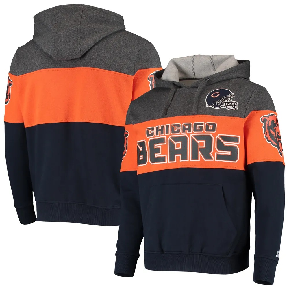 Lids Chicago Bears Starter Extreme Fireballer Pullover Hoodie - Heathered  Gray/Orange