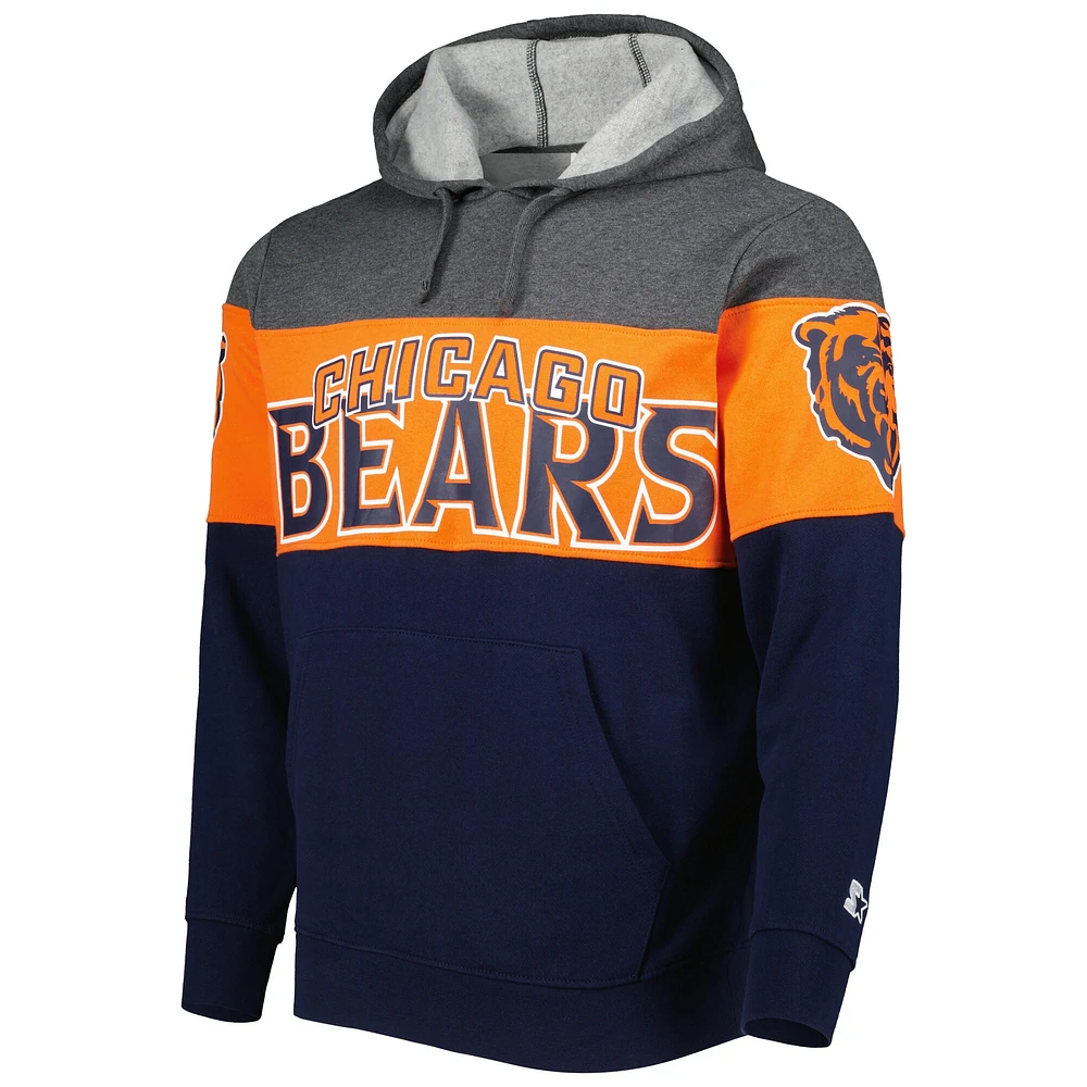 Men's Starter Navy/Heather Charcoal Chicago Bears Extreme Pullover Hoodie