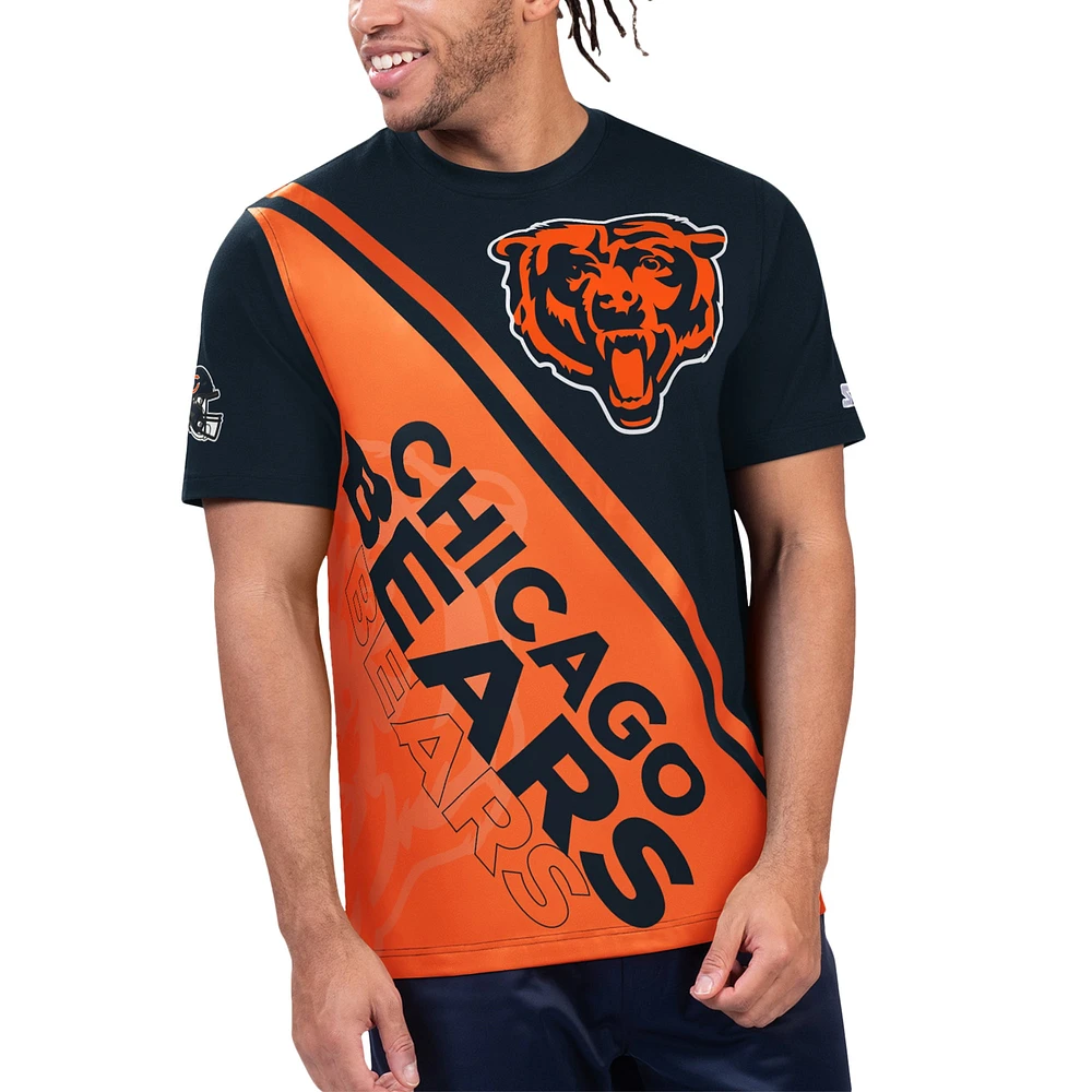 T-shirt Starter Line pour hommes, bleu marine/orange, Chicago Bears Finish