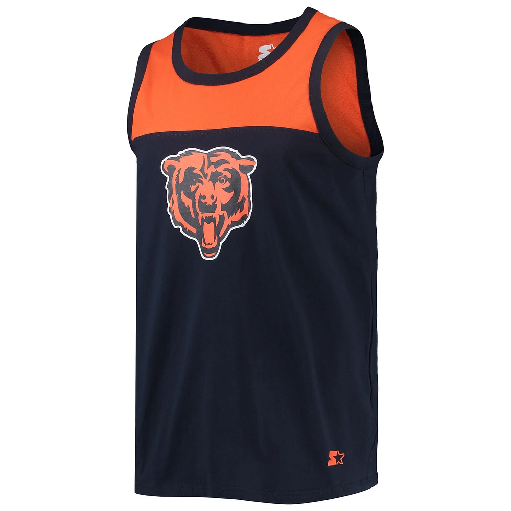 Débardeur tendance Starter bleu marine/orange Chicago Bears Team Touchdown pour homme