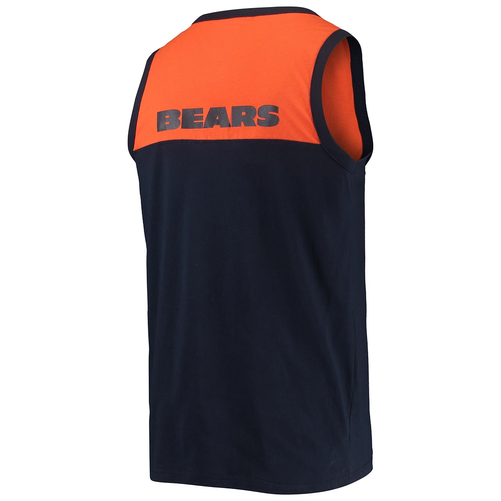 Débardeur tendance Starter bleu marine/orange Chicago Bears Team Touchdown pour homme