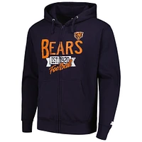 Men's Starter Navy Chicago Bears Domestic Post Season Full-Zip Hoodie