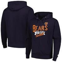 Men's Starter Navy Chicago Bears Domestic Post Season Full-Zip Hoodie