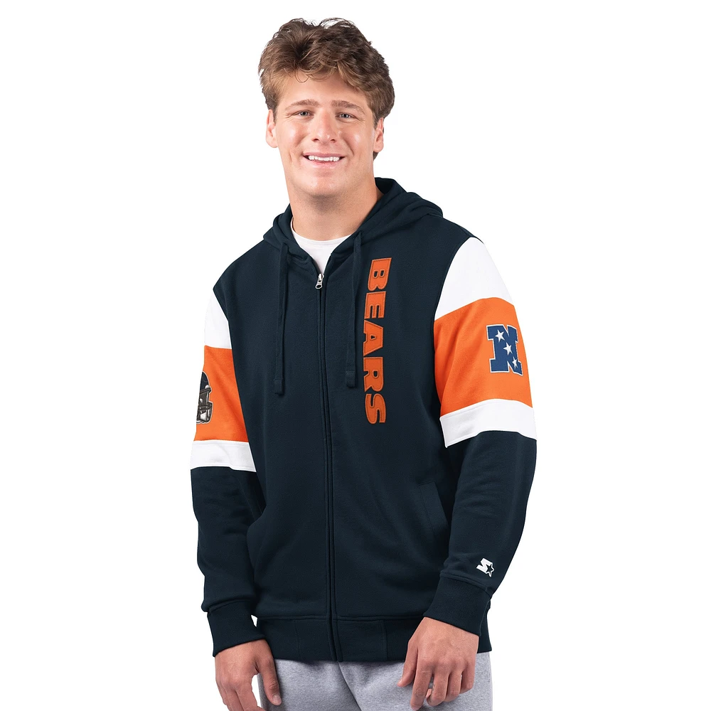 Sweat à capuche zippé Extreme pour homme Chicago Bears, bleu marine