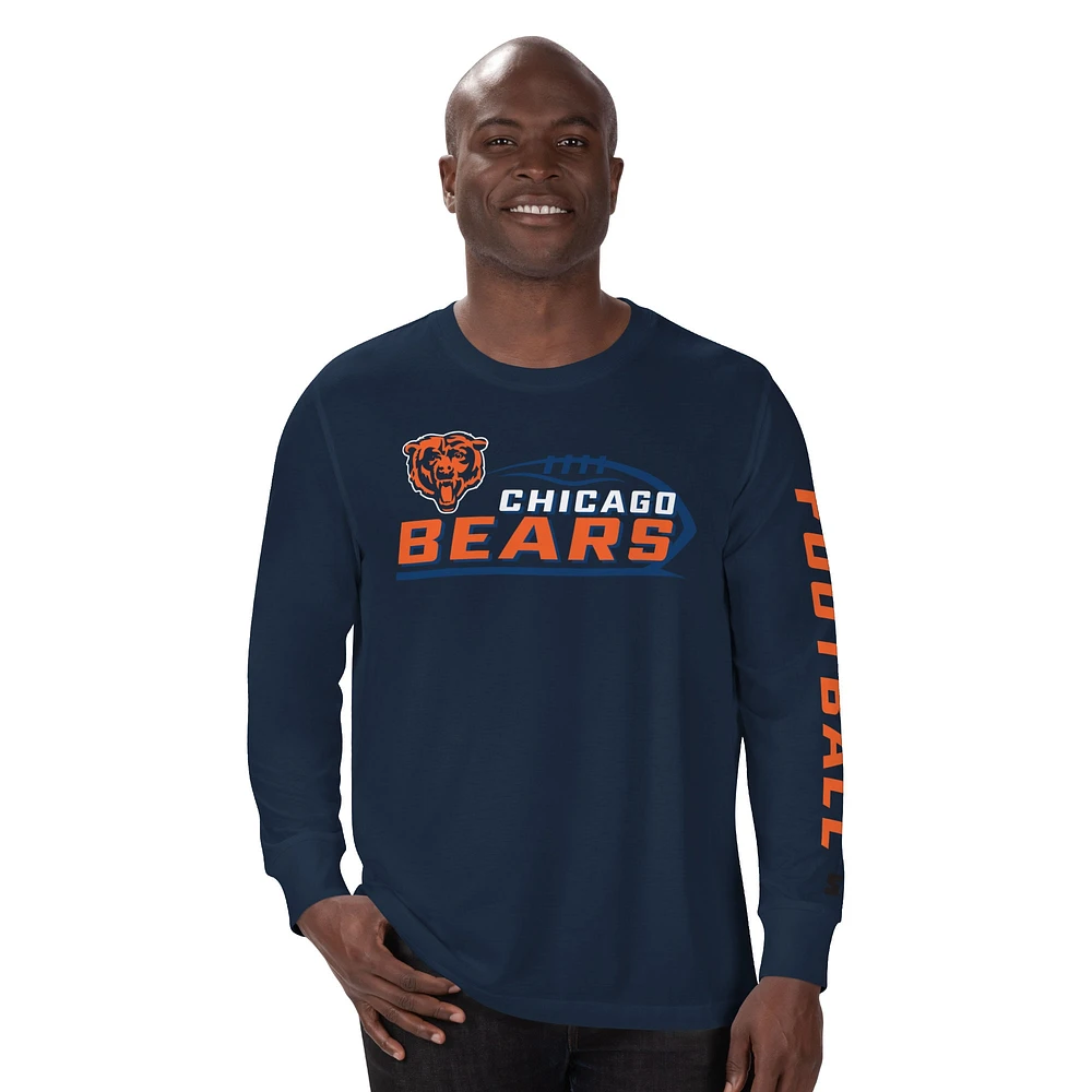 T-shirt à manches longues pour homme, bleu marine, la mi-temps, Chicago Bears
