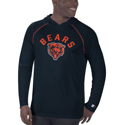 Men's Starter Navy Chicago Bears Raglan - Long Sleeve Hoodie T-Shirt